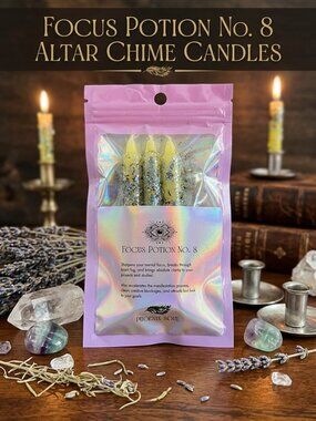 Focus Potion No 8 Altar Chime Candles | Concentration Productivity Study 3 Pk